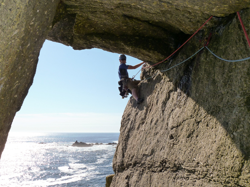 Me on the iconic traverse on Diocese (VS 5a)