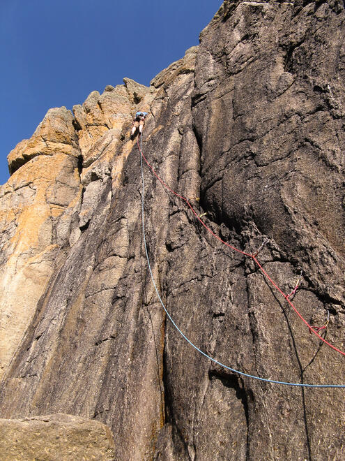 Me climbing Reveille (HS 4b)