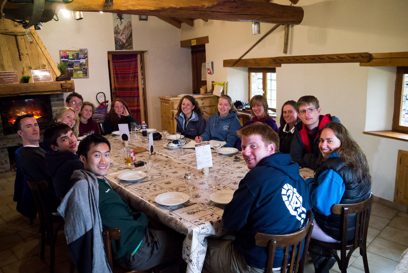 Around the dinner table at the Refuge du Lac Blanc