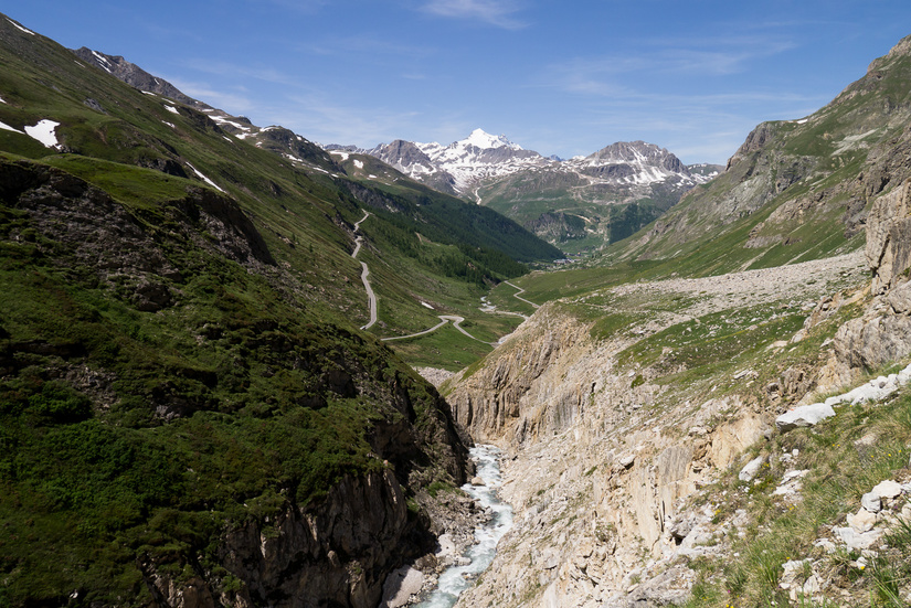 View back towards Val d'Isere from the Gorges du Malpasset