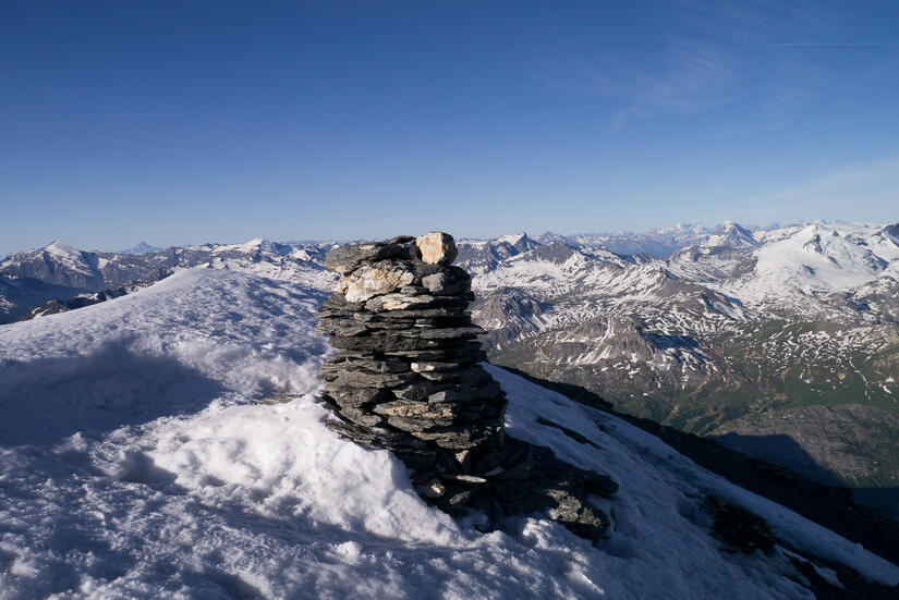 The snowy summit (Is usually rocks in summer)