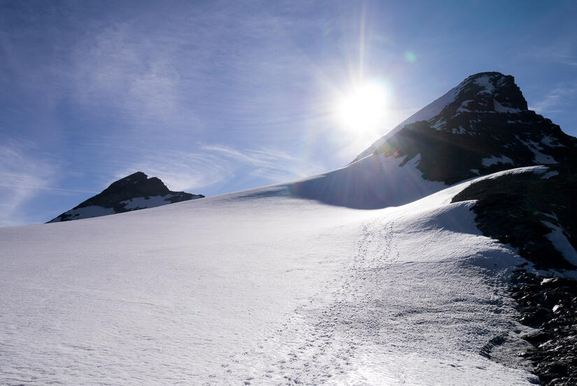 View back towards the summit