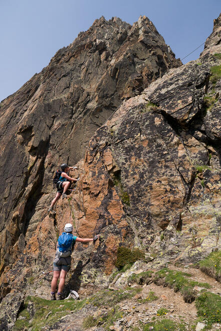 Scrambling up an arete