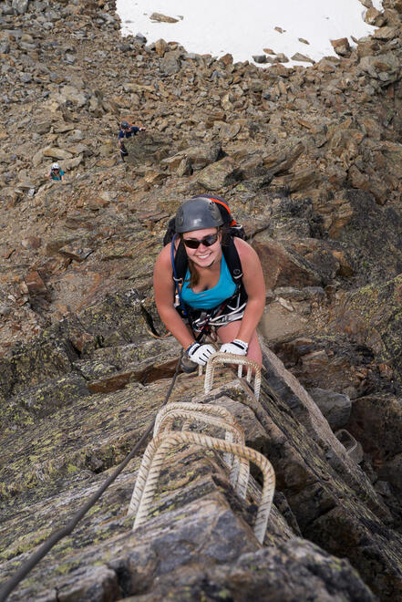 Nearing the top on some more traditional via ferrata