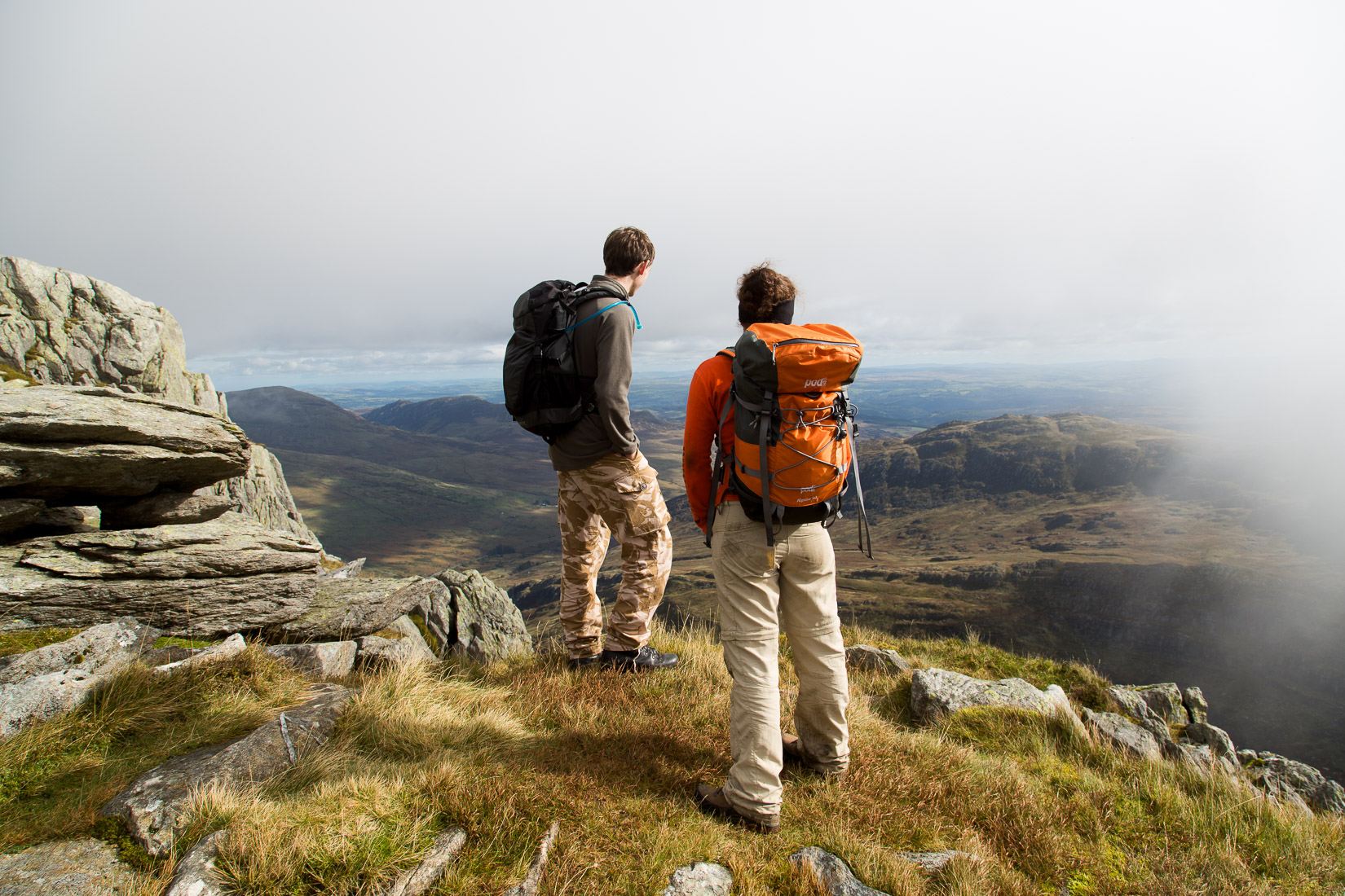 Admiring the views while descending Tryfan's south ridge