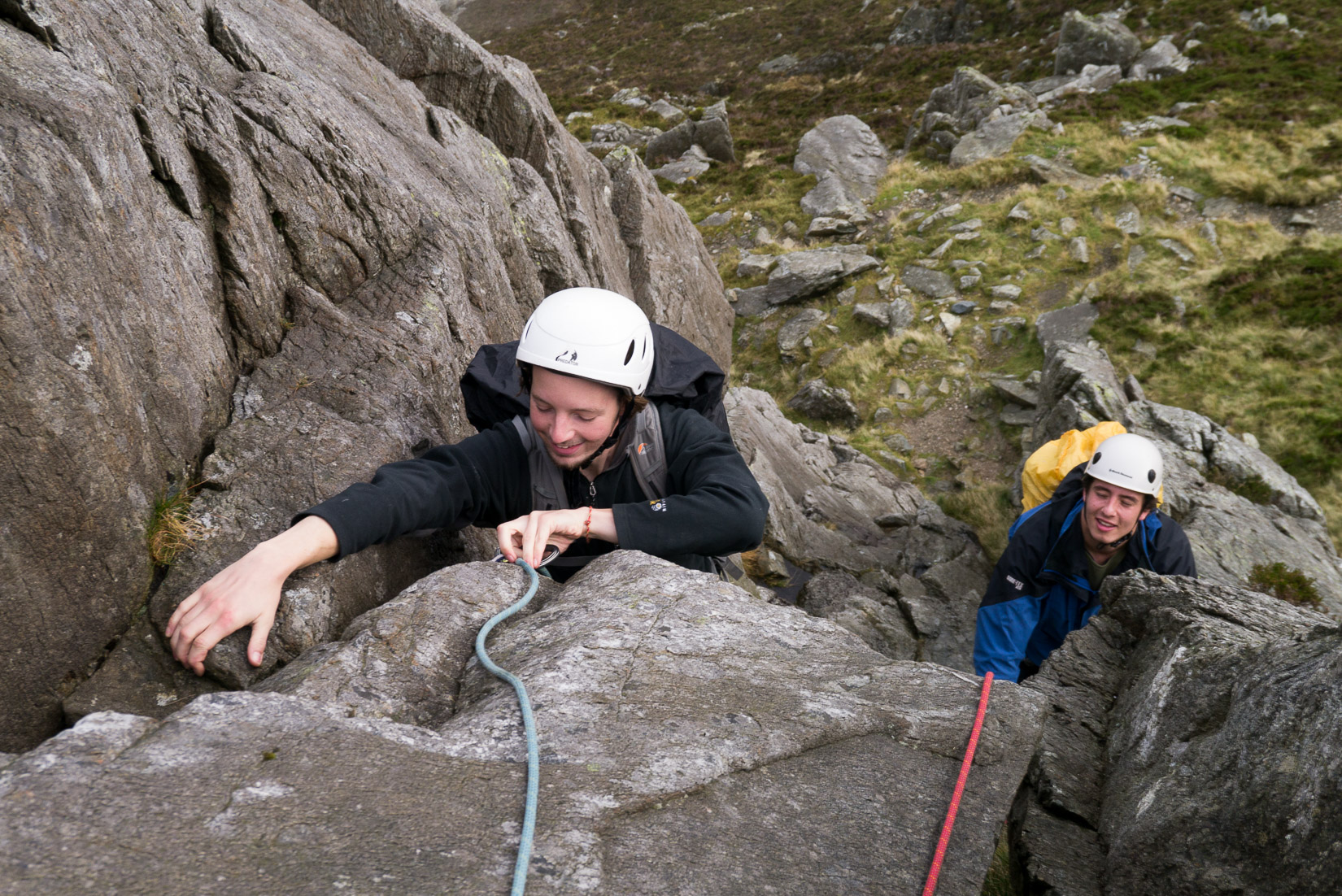 Climbing up Second Pinnacle Ridge