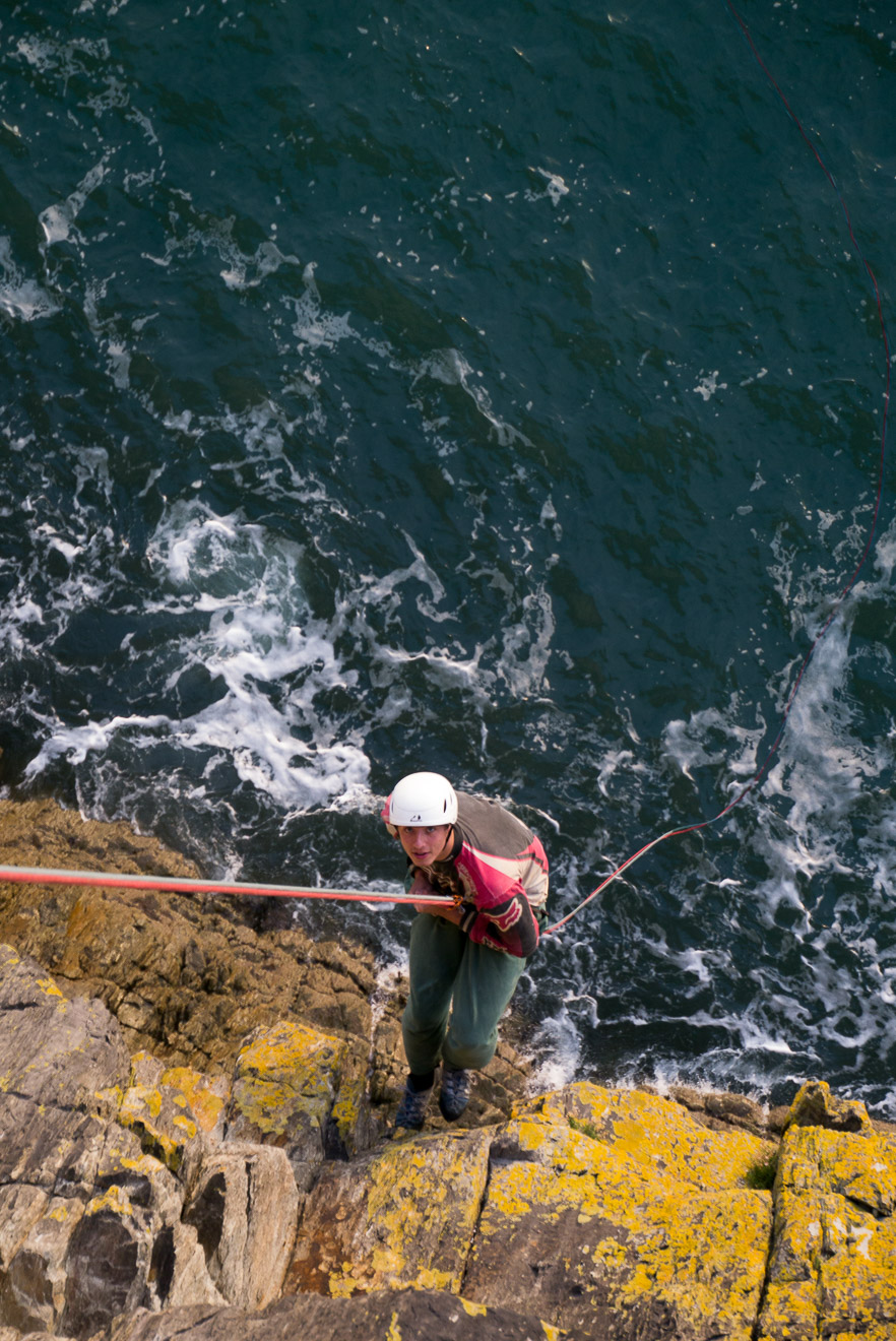 Abseiling down into the sea...