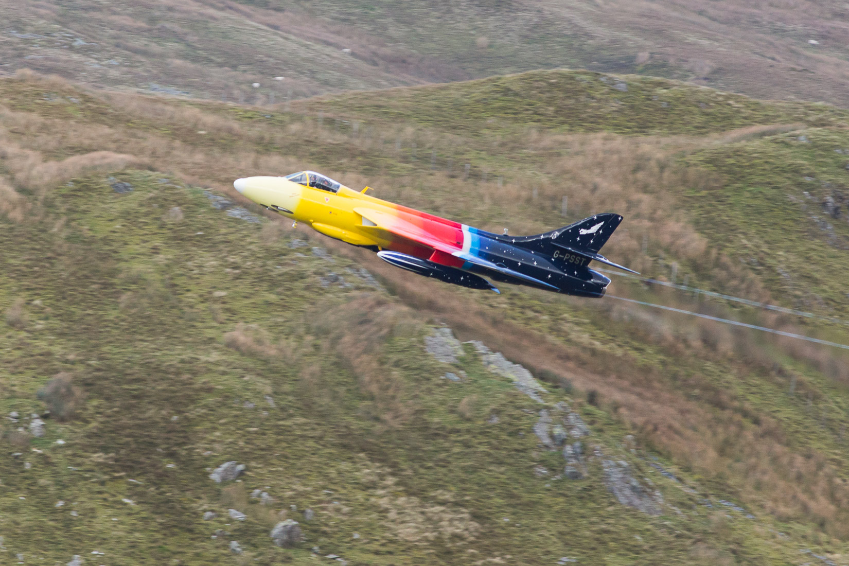 Hawker Hunter aka "Miss Demeanour" climbing out of the pass