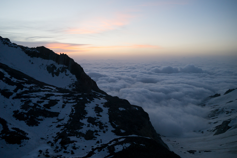 Stunning inversion at dawn from the Zwischbergenpass