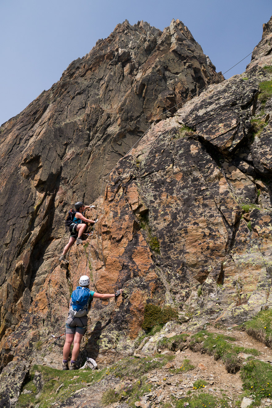 Scrambling up an arete