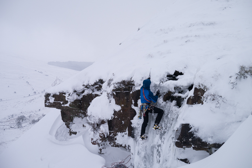 Me soloing the top pitch of Craig y Fro