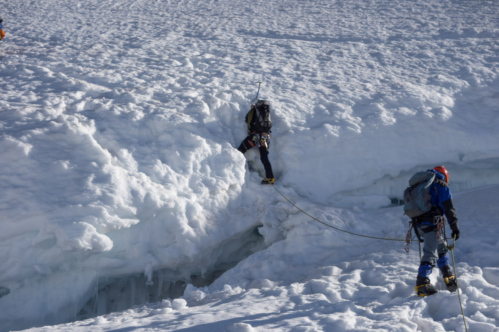 Climbing the bergschrund
