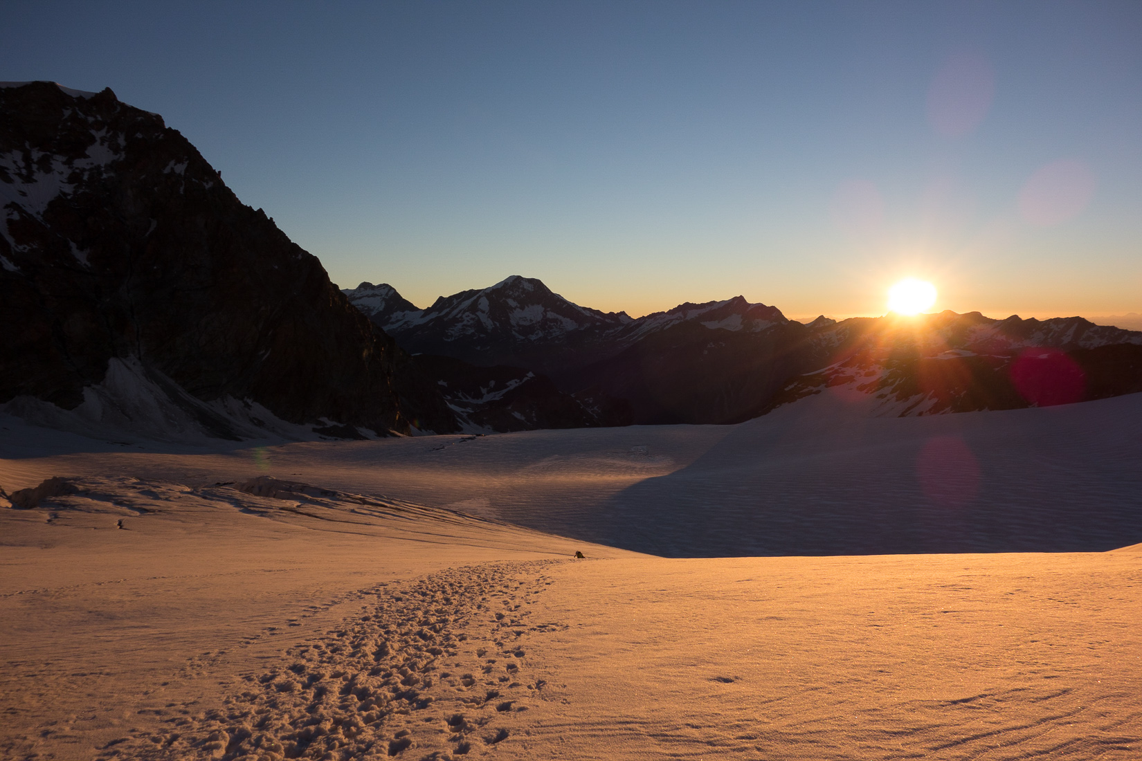 Sunrise on the Allalin glacier