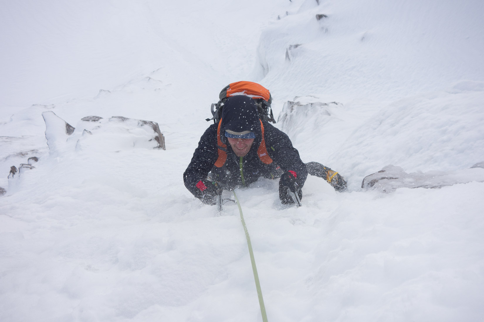 Finishing the first pitch of Poacher's Fall