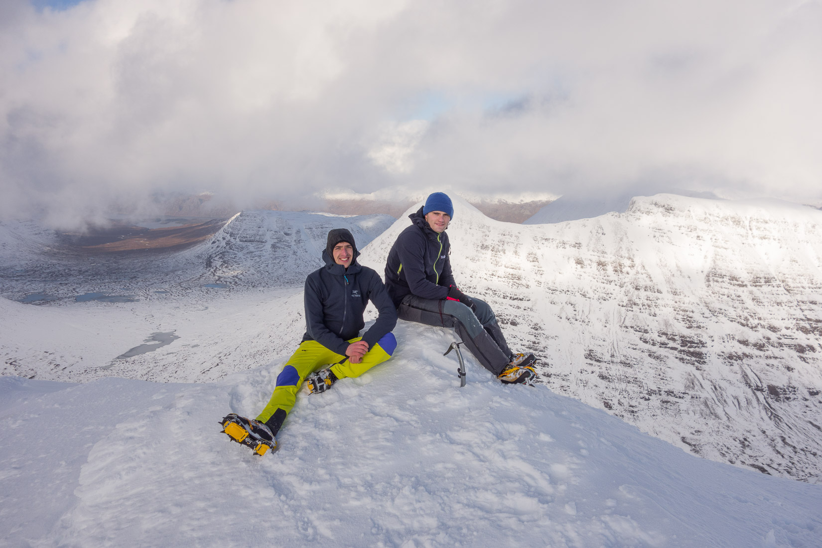 Nick and Alex on the summit of Spiderean Choire Leith