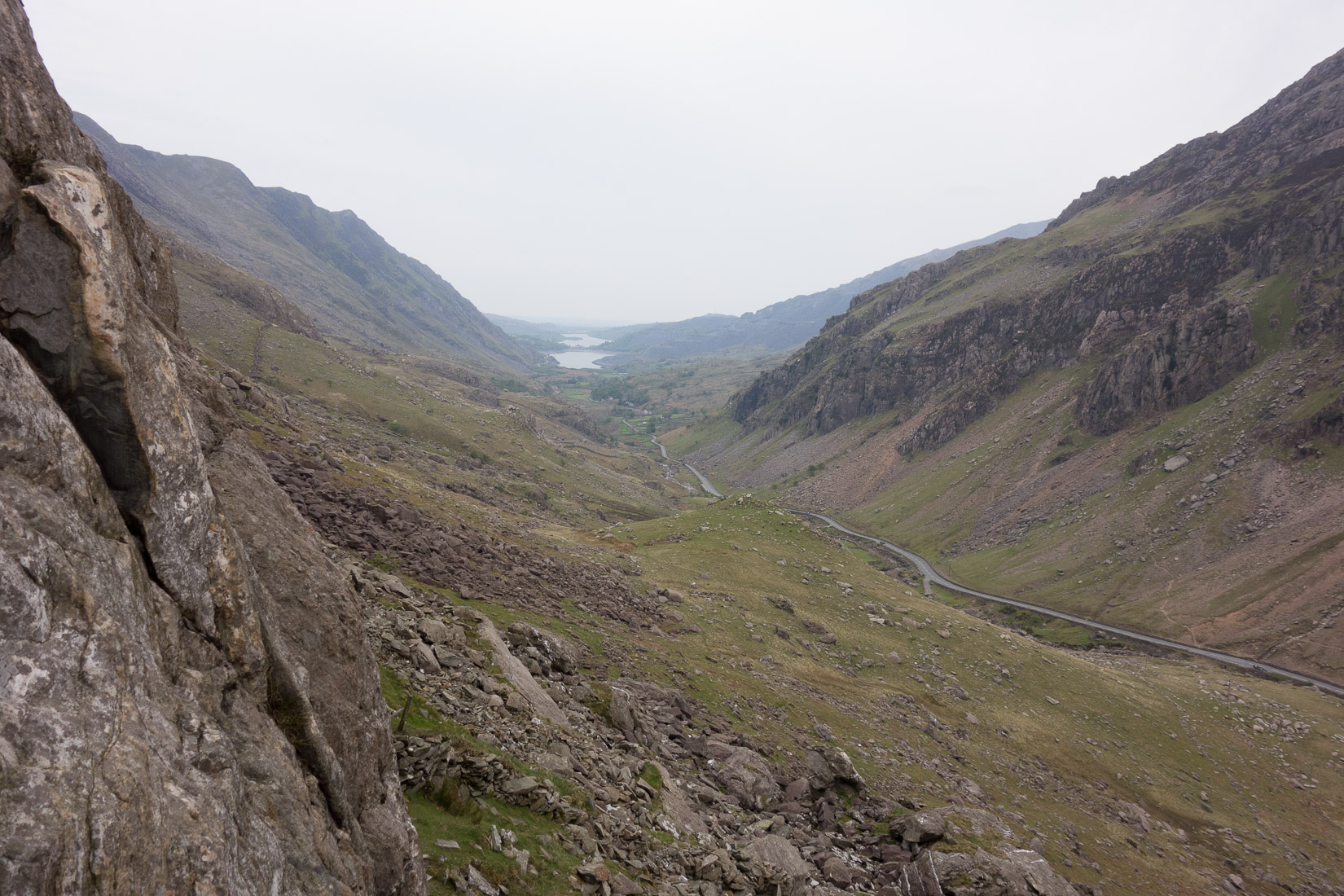 View down the pass from Dinas Mot