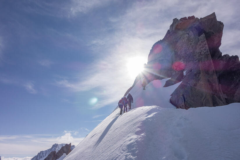 A guided party heading up the Petit Verte