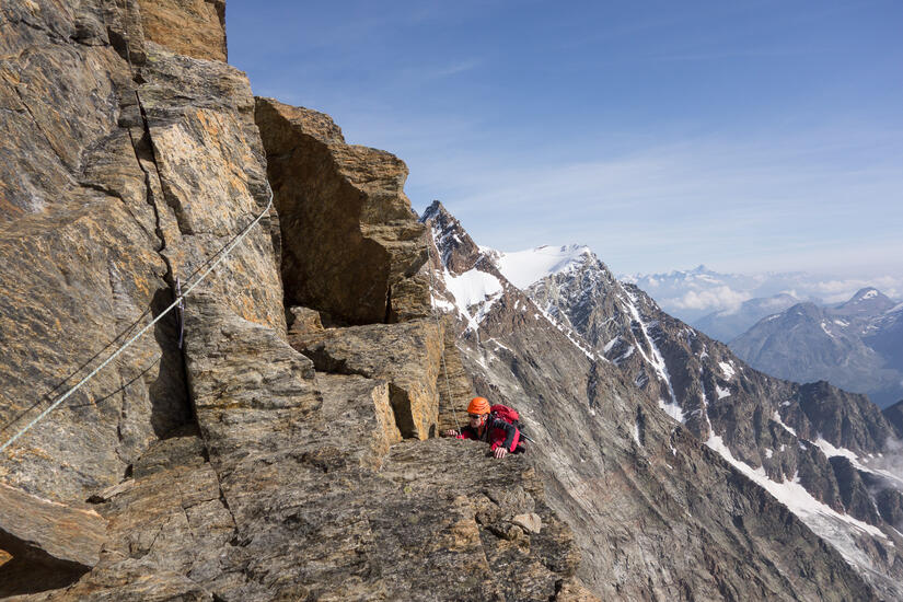 Rich downclimbing to avoid the second tower