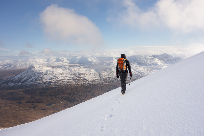 Walking towards the crest of the Liathach ridge