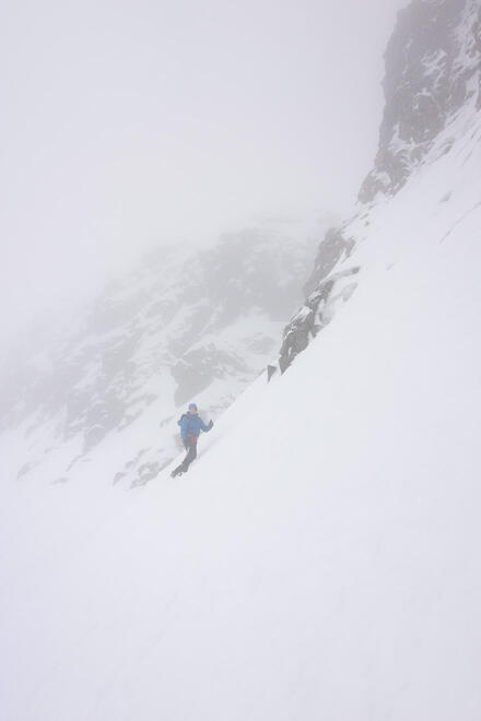 Traversing to the base of the route