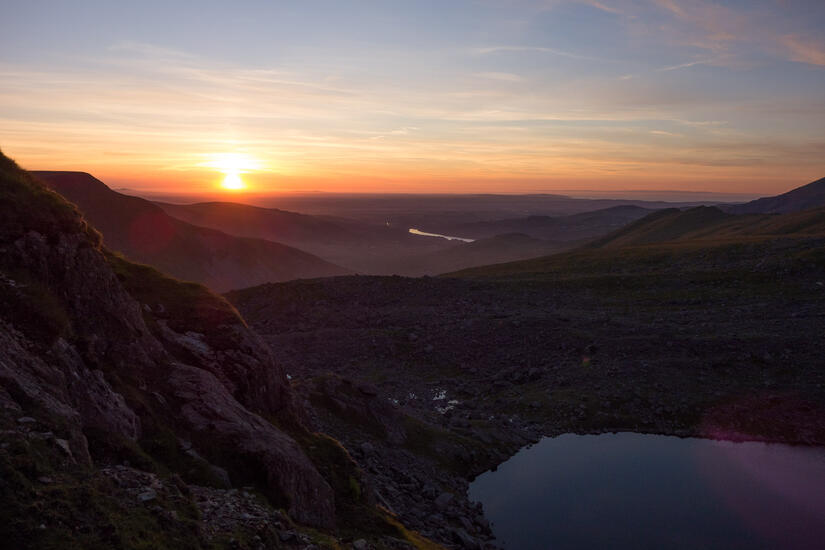 Sunset on the descent from Cloggy