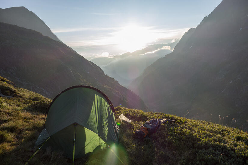 Sunrise on a bivi while ascending Mont Buet