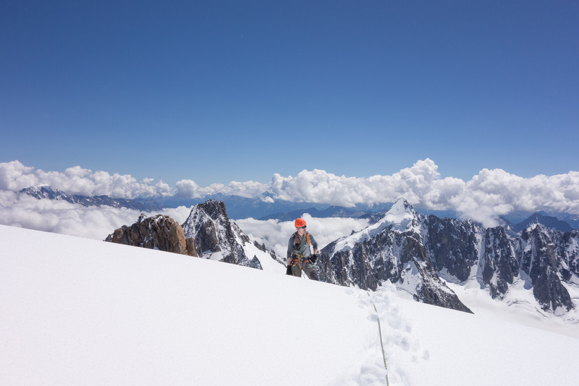 Nearly at the summit of the Aiguille d'Argentiere
