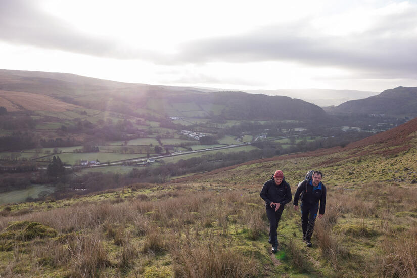 Walking up the Black Mountain in the sunshine