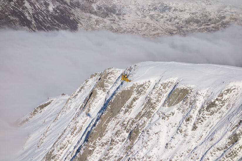 A sea king above Y Gribin