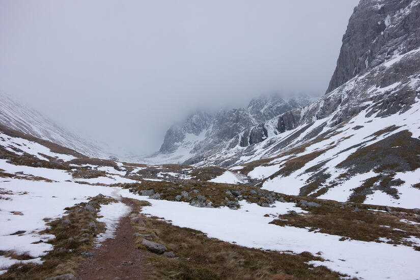 Walking into a very icy Ben Nevis