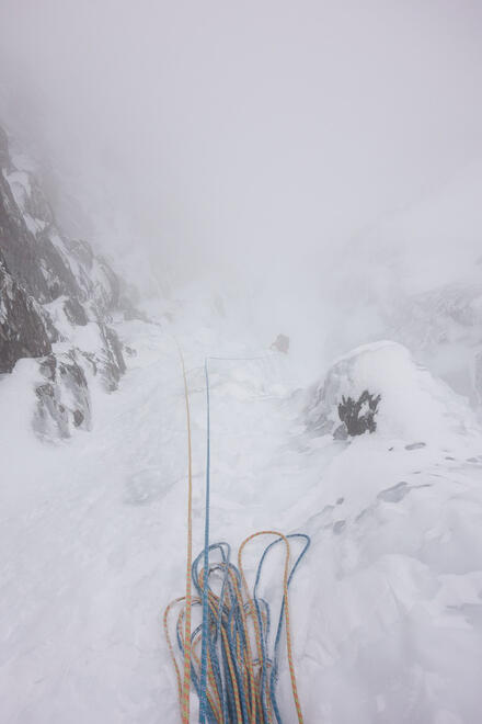 Tony climbing the crux pitch