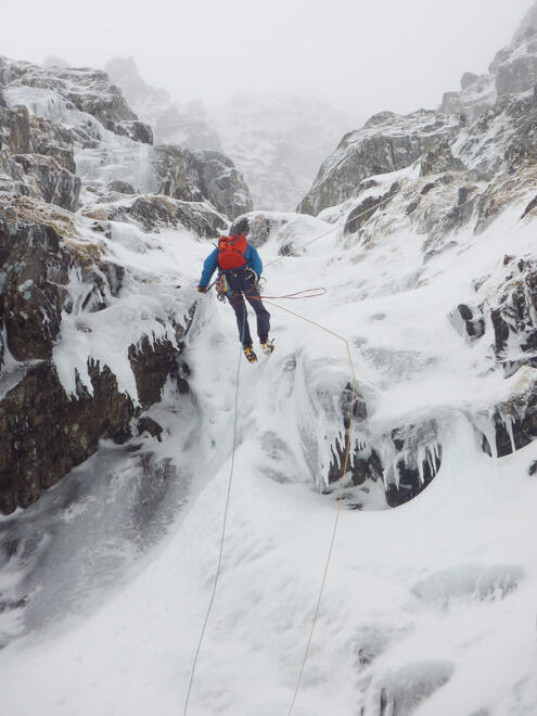 Abseiling down pitch 1