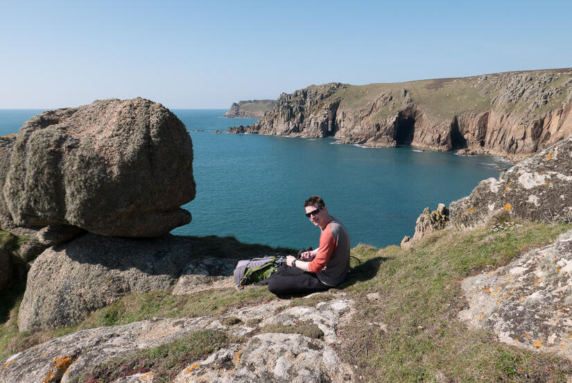 Relaxing in the sun after climbing American Dream