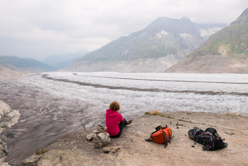 Looking down the Aletschgletscher