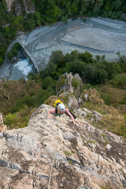 On the easy ground above the crux