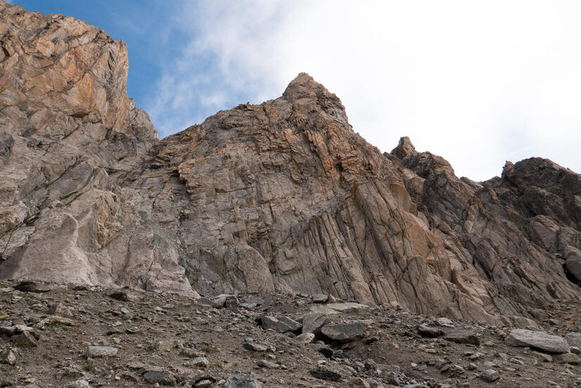 Looking up to the Aiguille d'Orny