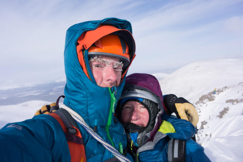 Cold conditions at the top of Hidden Chimney