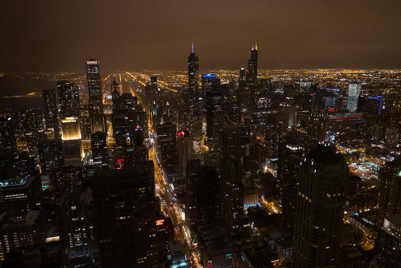 Handcock Building at night