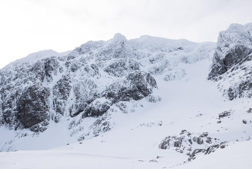 Looking up into Coire na Ciste