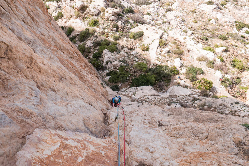 Climbing the second pitch