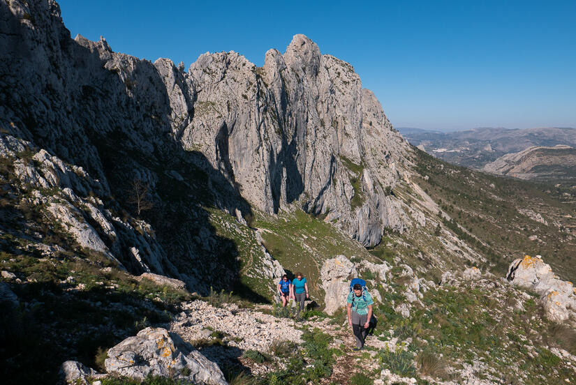 Hot walk up to the start of the ridge