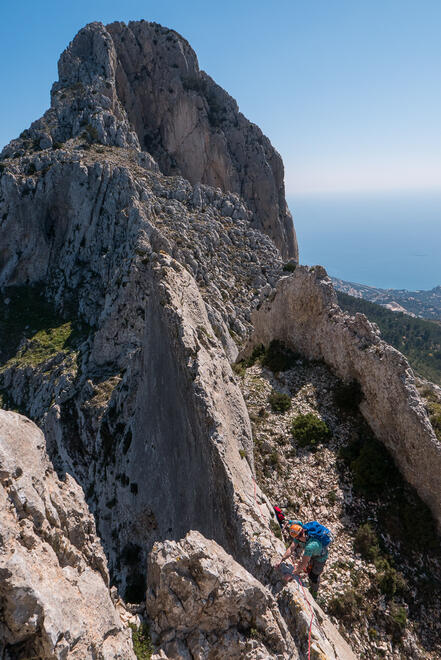 Dave climbing the crux