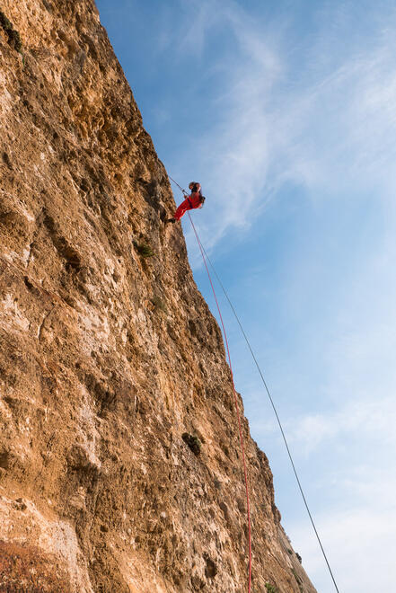 Abseiling back down