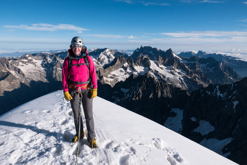 Becky on the summit of the Dôme de Neige des Ecrins