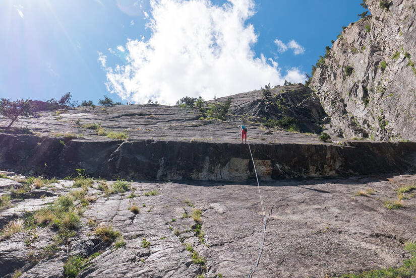 Near the end of the long abseil