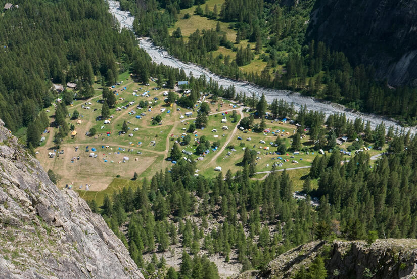 Looking down on the campsite