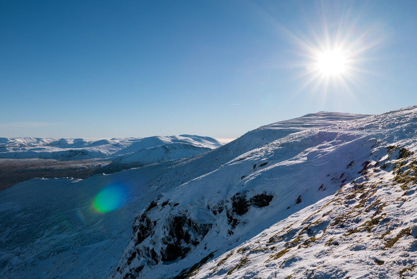 Looking up towards the summit of Blencathra