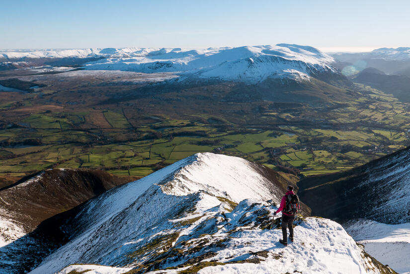 Becky descending Hall's Fell ridge