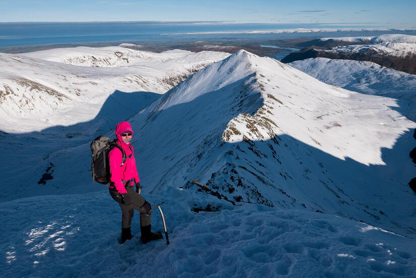 Becky about to descent Swirrel Edge