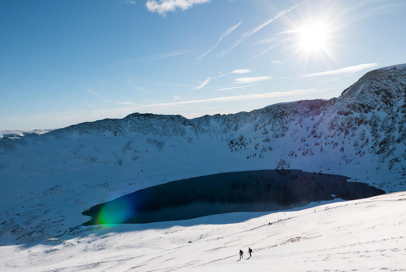 A team descending from Catstye Cam